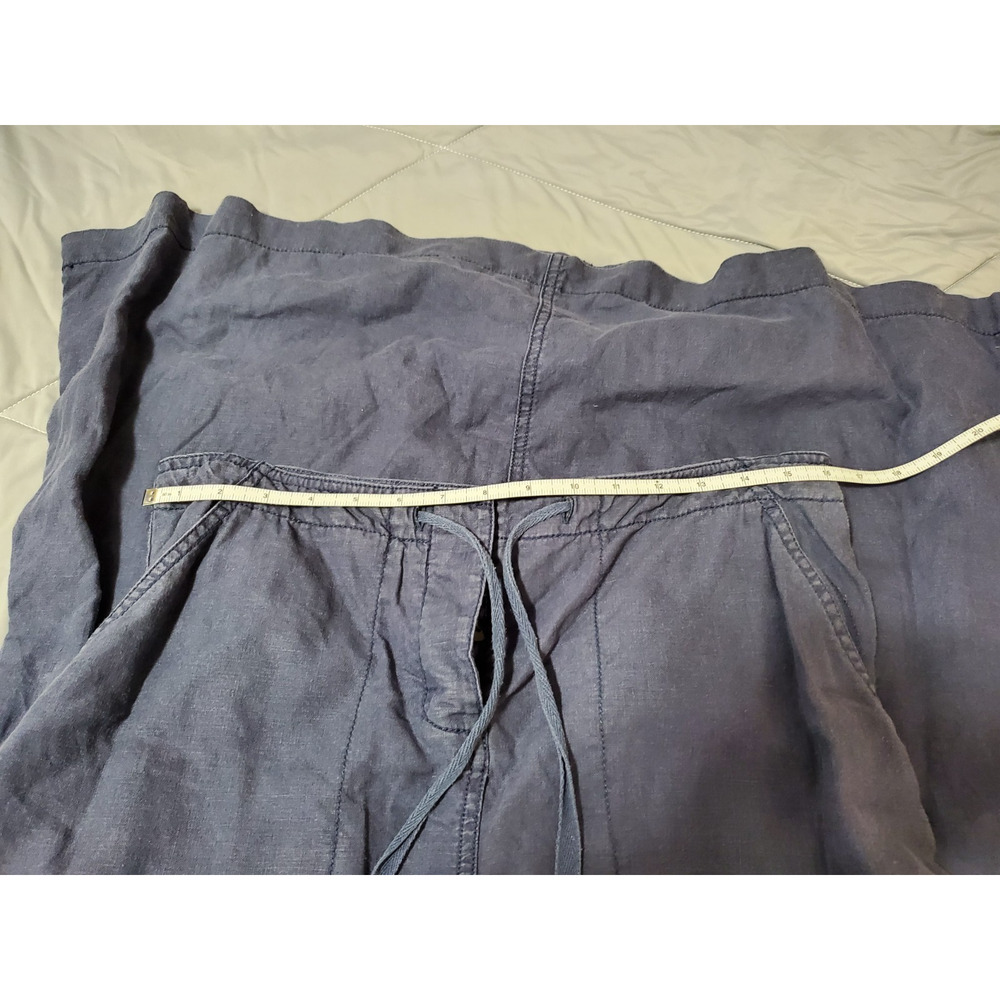 L.L. Bean Women’s Linen Skirt Size 12 Navy Blue Drawstring Pockets - Picture 4 of 12